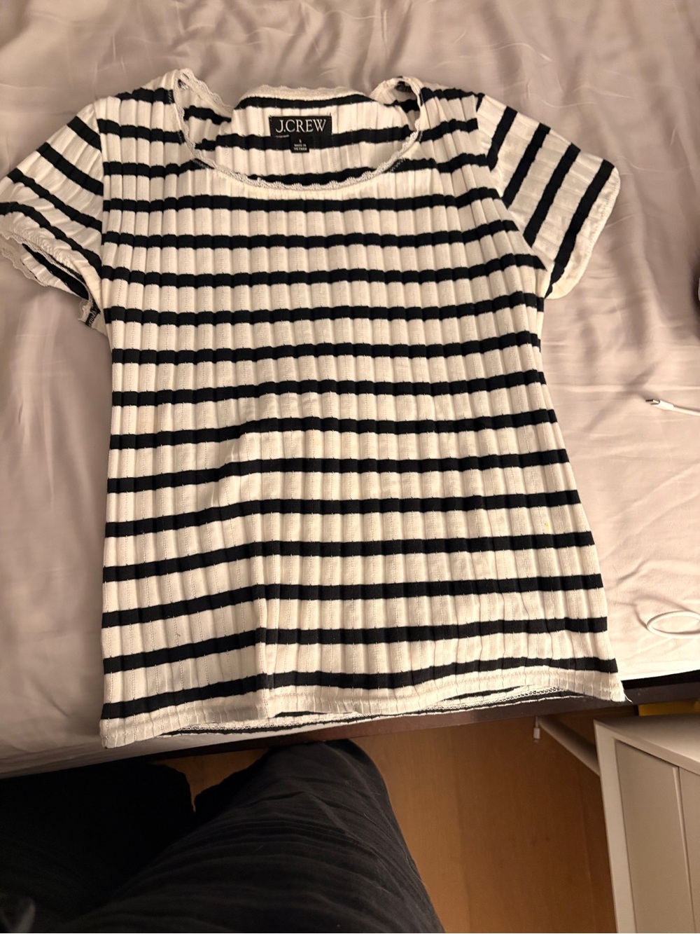 J. Crew Navy and White Striped Short Sleeve Tee
